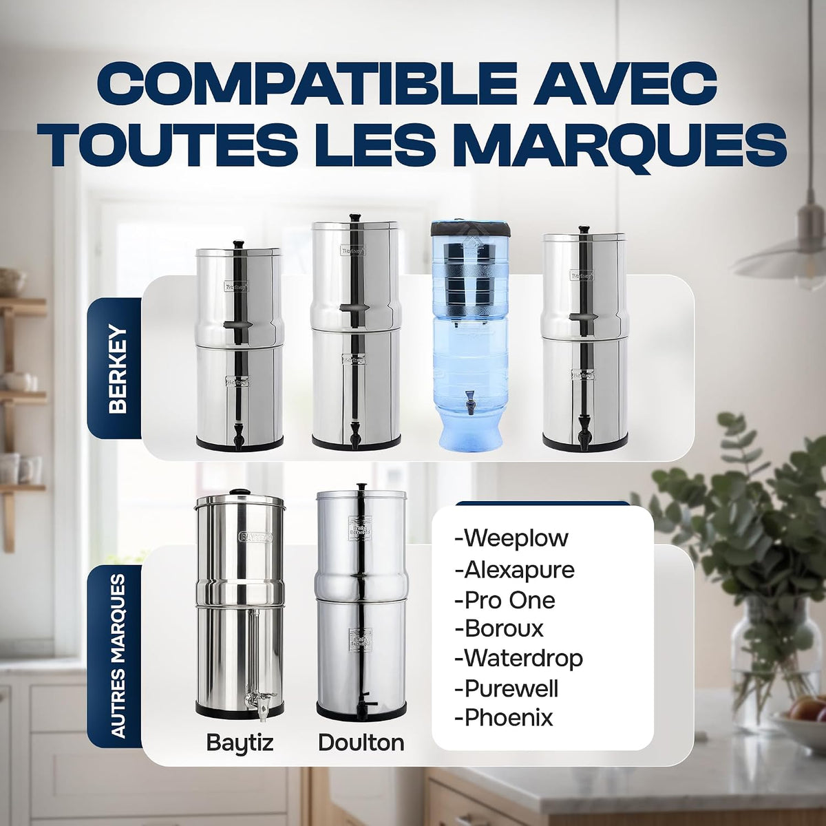 Cartouches filtrantes au charbon actif Baytiz pour filtre à eau par gravité