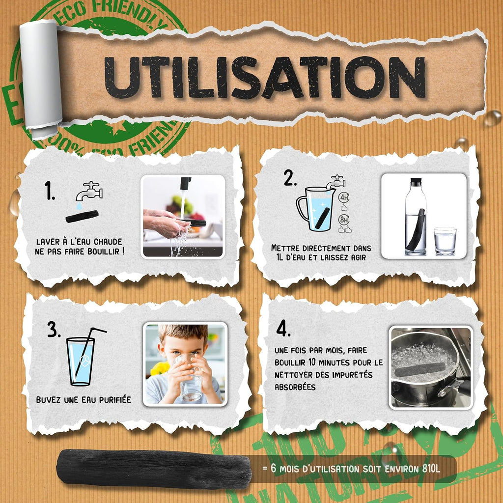 Binchotan x3 Baytiz, charbon actif pour filtrer l'eau