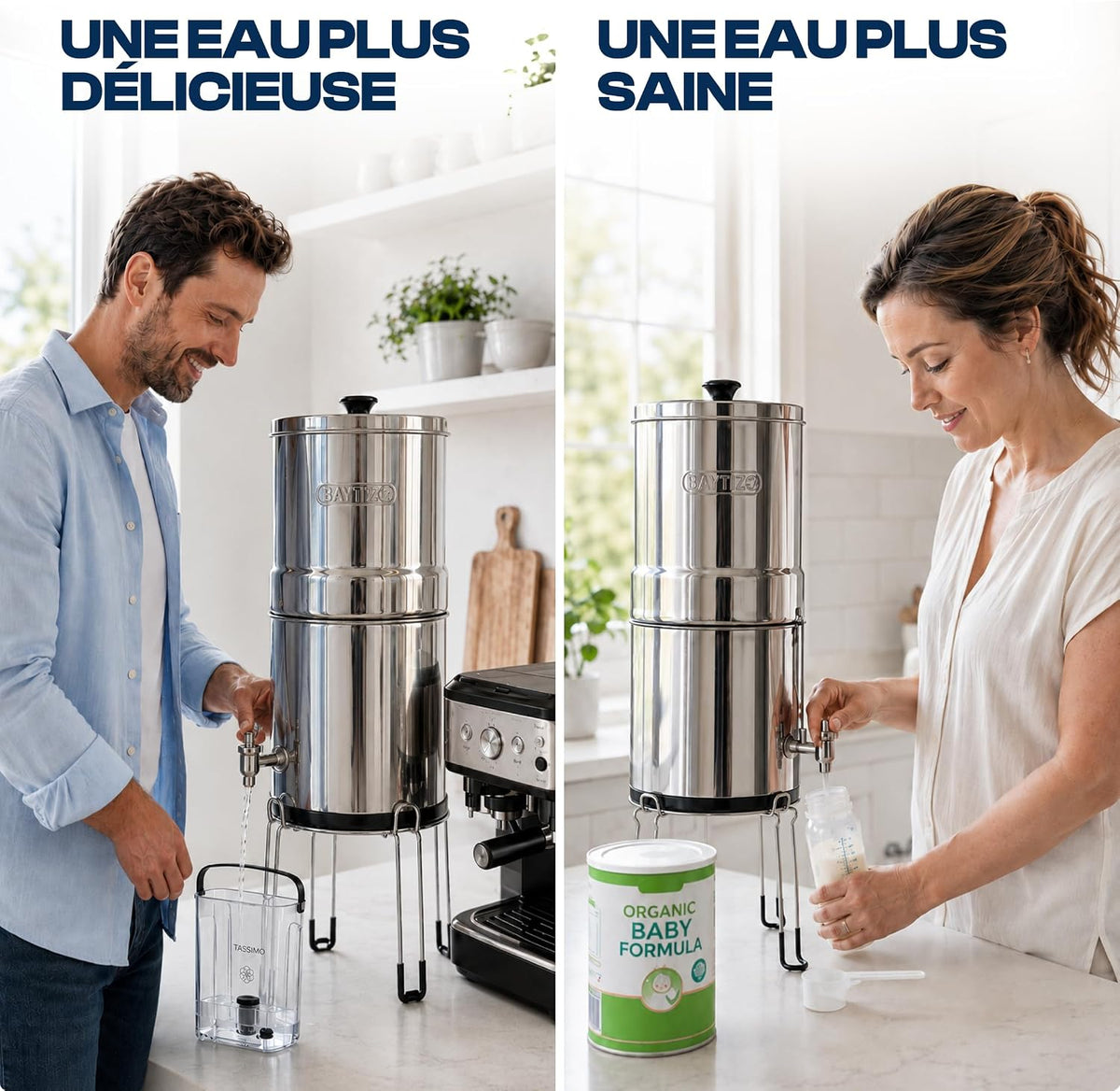 Cartouches filtrantes au charbon actif Baytiz pour filtre à eau par gravité