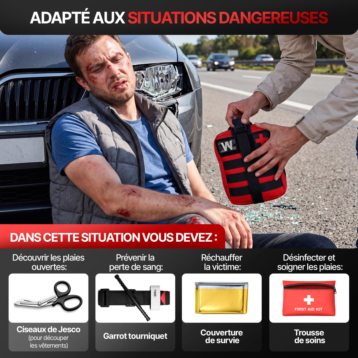 Kit de survie complet + trousse de secours