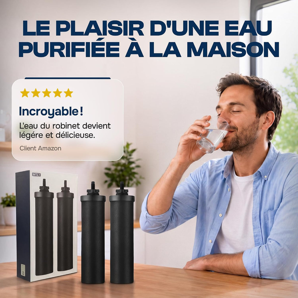 Cartouches filtrantes au charbon actif Baytiz pour filtre à eau par gravité
