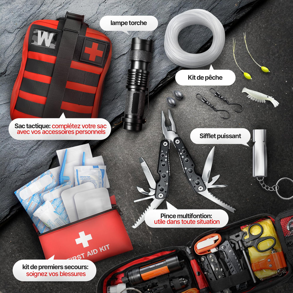 Kit de survie complet + trousse de secours