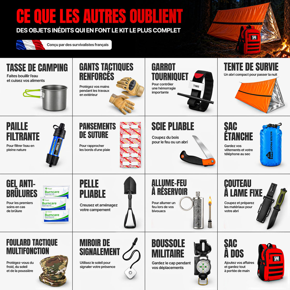 Sac de survie complet XXL